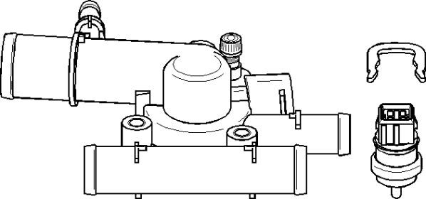 Termostat, kylvätska, Fram, på växellådssidan, Cylindriskt huvud