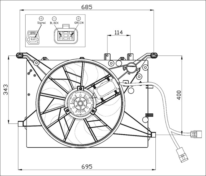 Fläkt, kylare 12V Nrf 47460 NRF