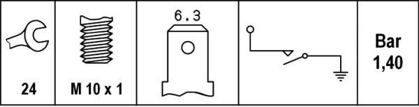 Varningsswitch, oljetryck, Höger Hella 6ZL 003 259-471 HELLA