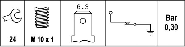 Varningsswitch, oljetryck, Vänster Hella 6ZL 003 259-641 HELLA