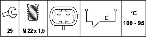 Temperaturswitch, kylarfläkt Hella 6ZT 007 807-001 HELLA