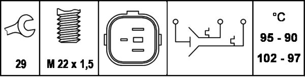 Temperaturswitch, kylarfläkt Hella 6ZT 007 837-061 HELLA