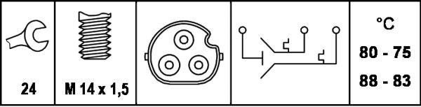 Temperaturswitch, kylarfläkt Hella 6ZT 007 837-101 HELLA