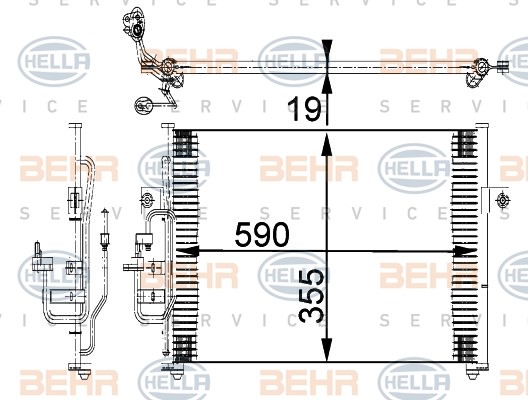 Kondensor, klimatanläggning Hella 8FC 351 318-021 HELLA