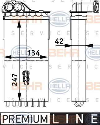 Värmeväxlare, kupévärme Hella 8FH 351 312-131 HELLA