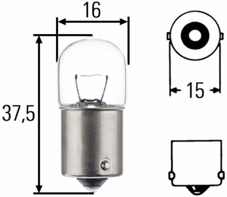 Glödlampa HELLA HEAVY DUTY R5W BA15s, Fram eller bak Hella 8GA 00 HELLA