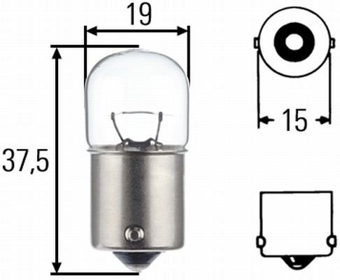 Glödlampa HELLA HEAVY DUTY R10W BA15s, Fram, Bak HELLA