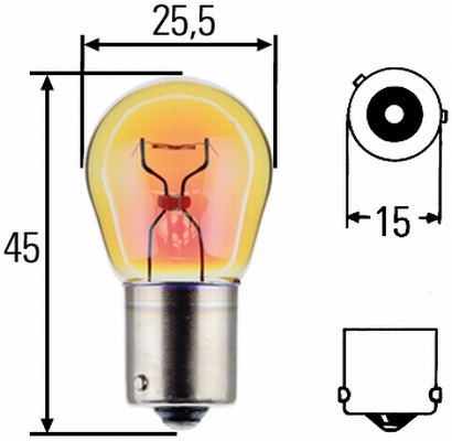 Glödlampa HELLA STANDARD PY21W BAU15s, Fram, Bak, Fram eller bak, HELLA