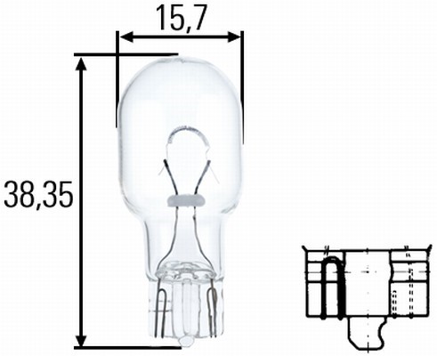Glödlampa HELLA STANDARD W16W W2,1x9,5d, Bak, Fram, Fram eller ba HELLA