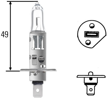 Halogenlampa HELLA HEAVY DUTY H1 P 14,5 s, Nedre Hella 8GH 002 08 HELLA