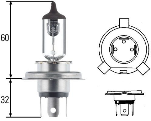 Halogenlampa  HELLA STANDARD H4 P 43 t-38 Hella 8GJ 002 525-131 HELLA