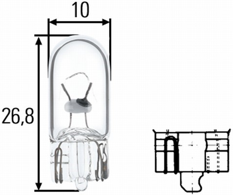 Glödlampa HELLA HEAVY DUTY W5W W2,1x9,5d, Fram Hella 8GP 003 594- HELLA