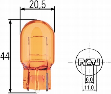 Glödlampa HELLA STANDARD WY21W W3x16d, Bak, Fram, Fram eller bak  HELLA