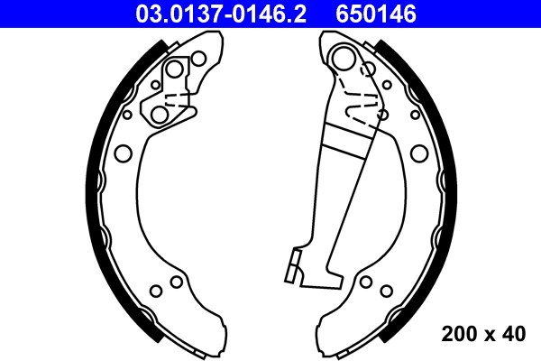 Bromsbackar, sats Solid, Bakaxel Ate 03.0137-0146.2 ATE