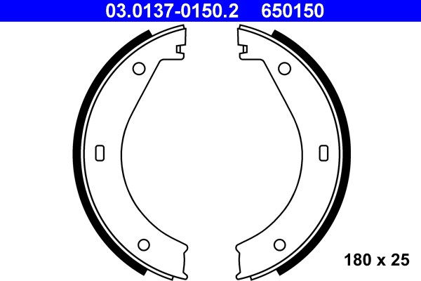Bromsbackar, sats, parkeringsbroms, Bakaxel Ate 03.0137-0150.2 ATE