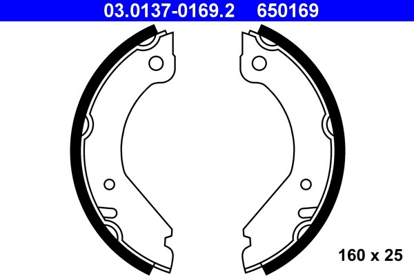 Bromsbackar, sats, parkeringsbroms, Bakaxel Ate 03.0137-0169.2 ATE