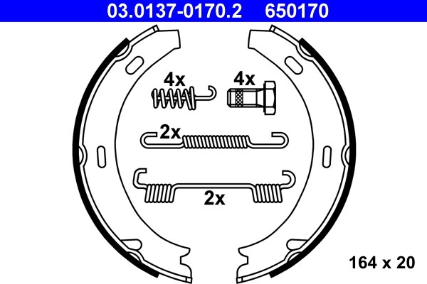Bromsbackar, sats, parkeringsbroms, Bakaxel ATE