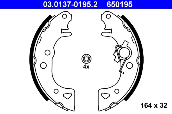Bromsbackar, sats, Bakaxel Ate 03.0137-0195.2 ATE