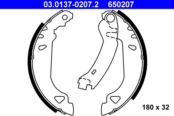 Bromsbackar, sats, Bakaxel Ate 03.0137-0207.2 ATE