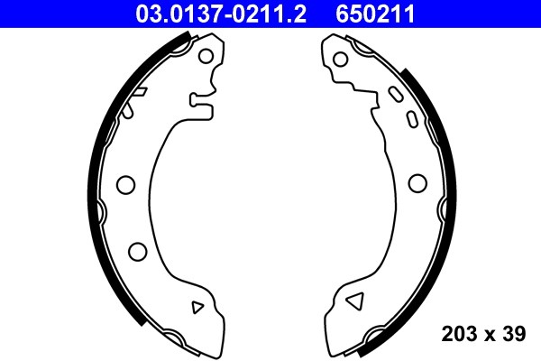 Bromsbackar, sats, Bakaxel Ate 03.0137-0211.2 ATE