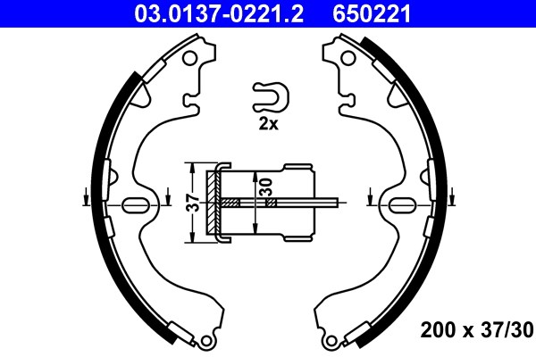 Bromsbackar, sats, Bakaxel Ate 03.0137-0221.2 ATE