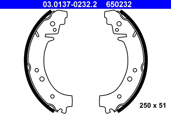 Bromsbackar, sats, Bakaxel Ate 03.0137-0232.2 ATE