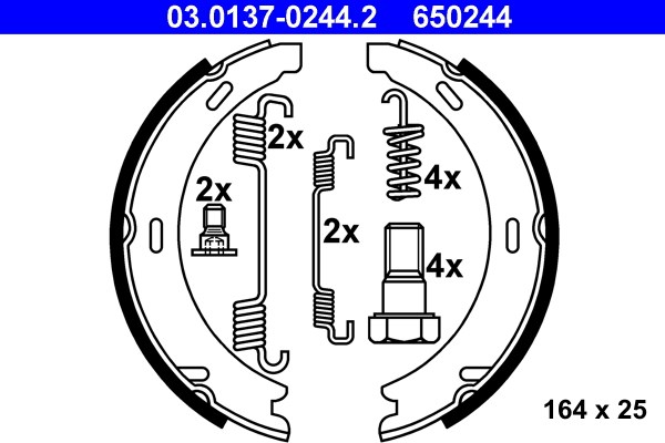 Bromsbackar, sats, parkeringsbroms, Bakaxel Ate 03.0137-0244.2 ATE