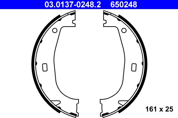 Bromsbackar, sats, parkeringsbroms, Bakaxel Ate 03.0137-0248.2 ATE