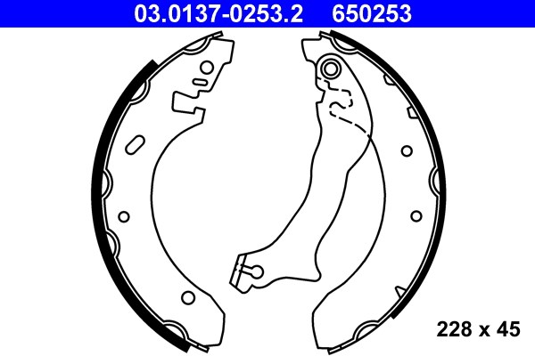 Bromsbackar, sats, Bakaxel Ate 03.0137-0253.2 ATE