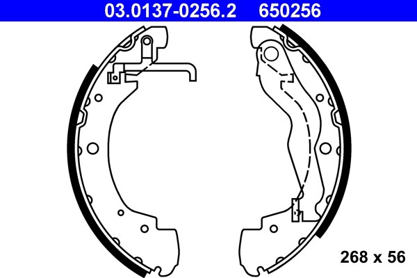 Bromsbackar, sats, Bakaxel Ate 03.0137-0256.2 ATE