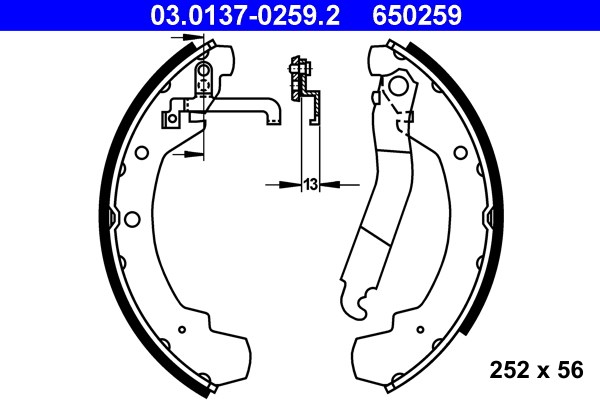 Bromsbackar, sats, Bakaxel Ate 03.0137-0259.2 ATE