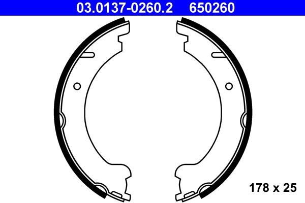 Bromsbackar, sats, parkeringsbroms, Bakaxel Ate 03.0137-0260.2 ATE