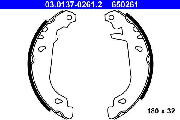 Bromsbackar, sats, Bakaxel Ate 03.0137-0261.2 ATE
