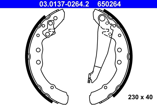 Bromsbackar, sats Ventilerad, Bakaxel Ate 03.0137-0264.2 ATE