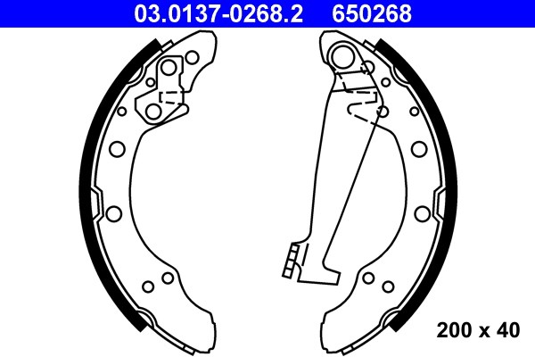 Bromsbackar, sats, Bakaxel Ate 03.0137-0268.2 ATE