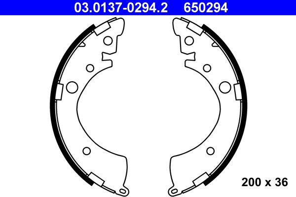 Bromsbackar, sats, Bakaxel Ate 03.0137-0294.2 ATE