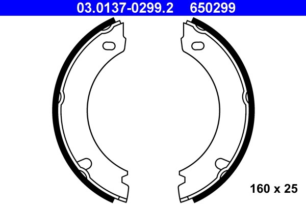 Bromsbackar, sats, parkeringsbroms, Bakaxel Ate 03.0137-0299.2 ATE