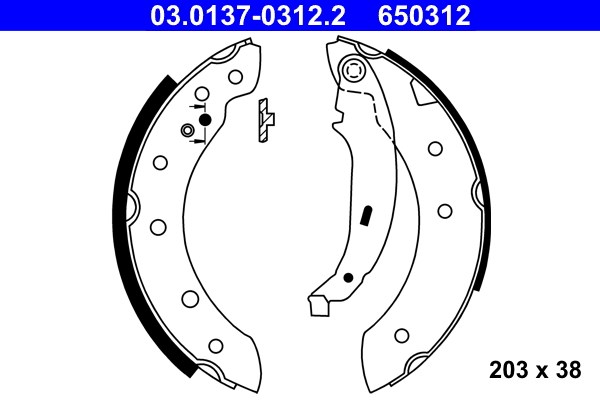 Bromsbackar, sats, Bakaxel Ate 03.0137-0312.2 ATE