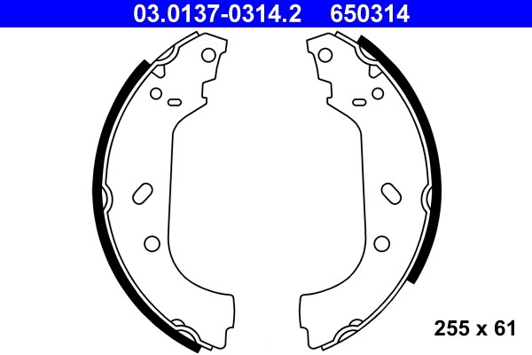 Bromsbackar, sats, Bakaxel Ate 03.0137-0314.2 ATE