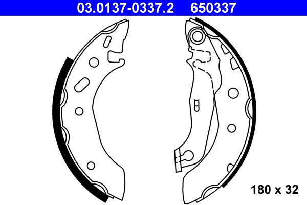 Bromsbackar, sats, Bakaxel Ate 03.0137-0337.2 ATE Bromsbackar, sats, Bakaxel Ate 03.0137-0337.2 ATE