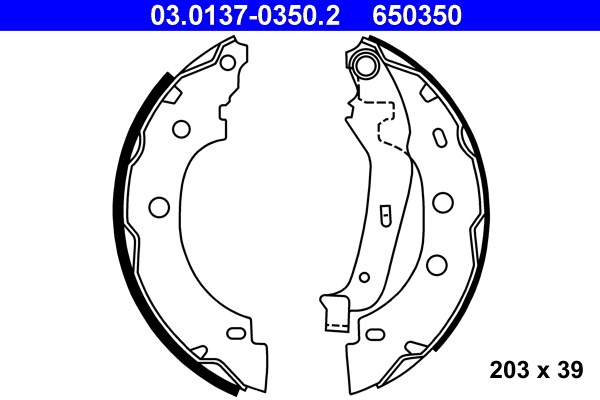 Bromsbackar, sats, Bakaxel Ate 03.0137-0350.2 ATE