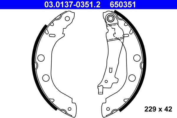 Bromsbackar, sats, Bakaxel Ate 03.0137-0351.2 ATE