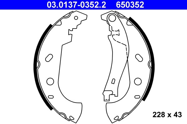Bromsbackar, sats, Bakaxel Ate 03.0137-0352.2 ATE