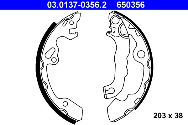Bromsbackar, sats, Bakaxel Ate 03.0137-0356.2 ATE