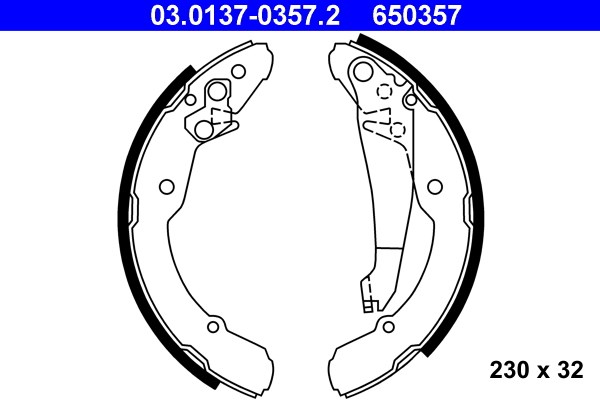 Bromsbackar, sats, Bakaxel Ate 03.0137-0357.2 ATE