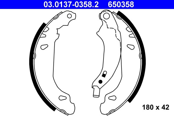 Bromsbackar, sats, Bakaxel Ate 03.0137-0358.2 ATE