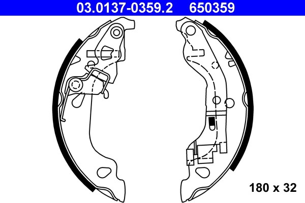 Bromsbackar, sats, Bakaxel Ate 03.0137-0359.2 ATE