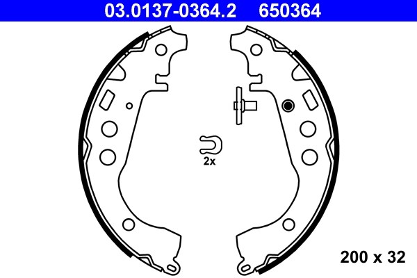Bromsbackar, sats, Bakaxel Ate 03.0137-0364.2 ATE