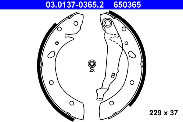 Bromsbackar, sats, Bakaxel Ate 03.0137-0365.2 ATE