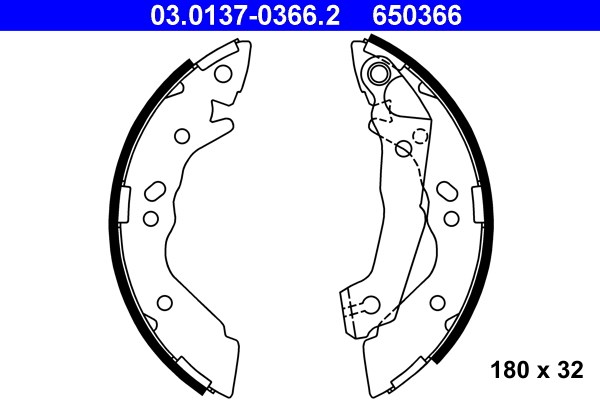 Bromsbackar, sats, Bakaxel Ate 03.0137-0366.2 ATE